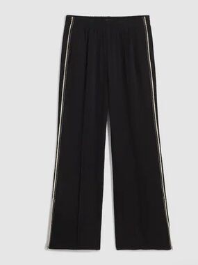Madewell Black Wide-Leg Track Pull on Pants Size Medium